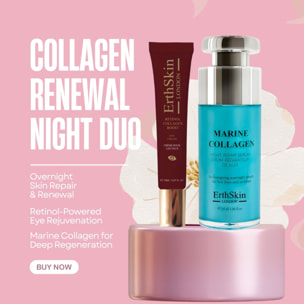 Suero reparador nocturno de colágeno marino + crema para ojos con retinol y colágeno potenciador