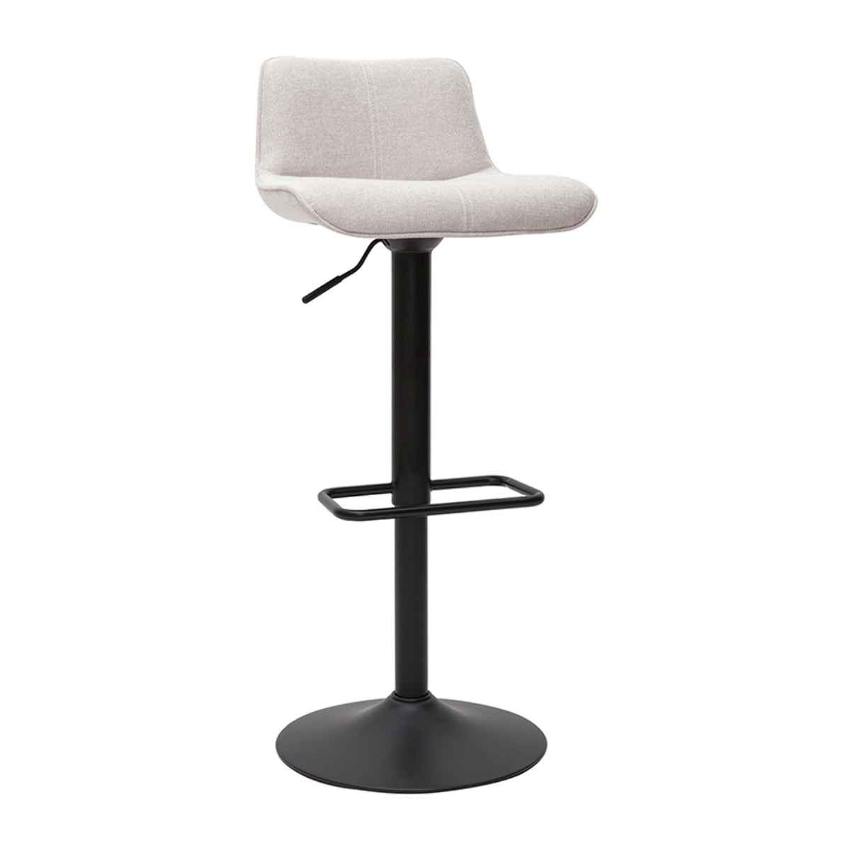 Tabourets de bar réglables pivotants 360° en tissu effet velours texturé beige et métal noir (lot de 2) BOOST