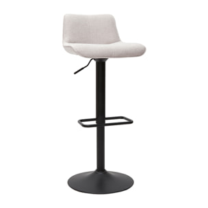 Tabourets de bar réglables pivotants 360° en tissu effet velours texturé beige et métal noir (lot de 2) BOOST