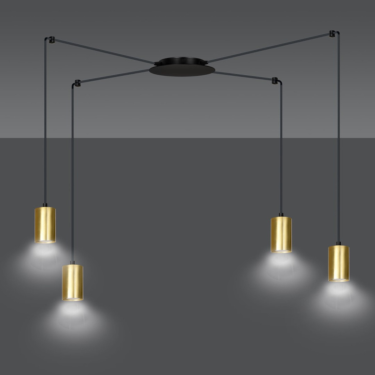 Lampada a sospensione TRAKER in acciaio nero e oro