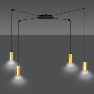 Lampada a sospensione TRAKER in acciaio nero e oro