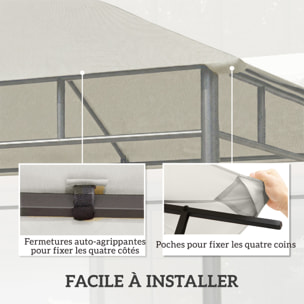 Toile de rechange barnum tonnelle 3 x 3m polyester haute densité 180g/m² revêtement PA anti-UV gris clair