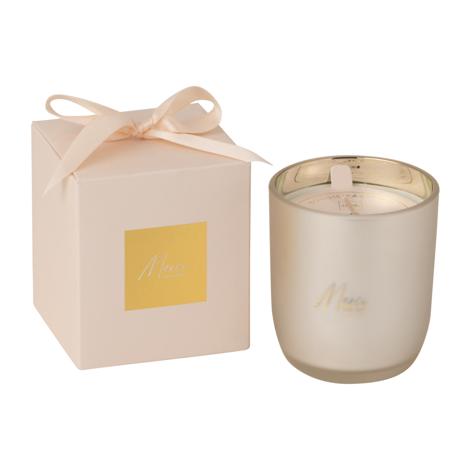 J-Line bougie parfumée Merci - Elderflower - verre - beige - small - 35H