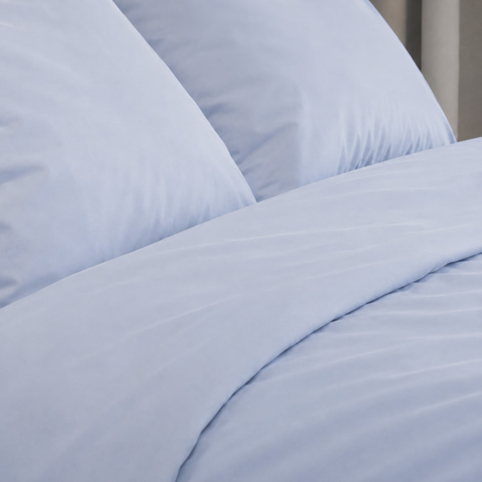 SARTORIALE Completo letto Elegance Tinta Unita in Percalle_Matrimoniale_Azzurro Polvere