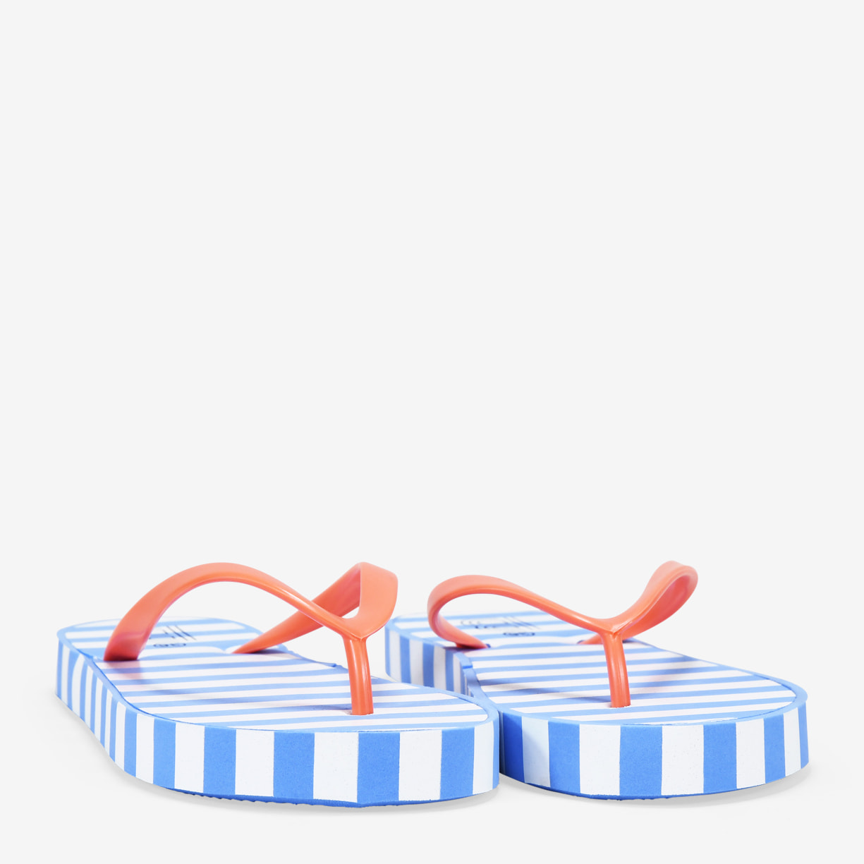 Chanclas de dedo naranjas con rayas