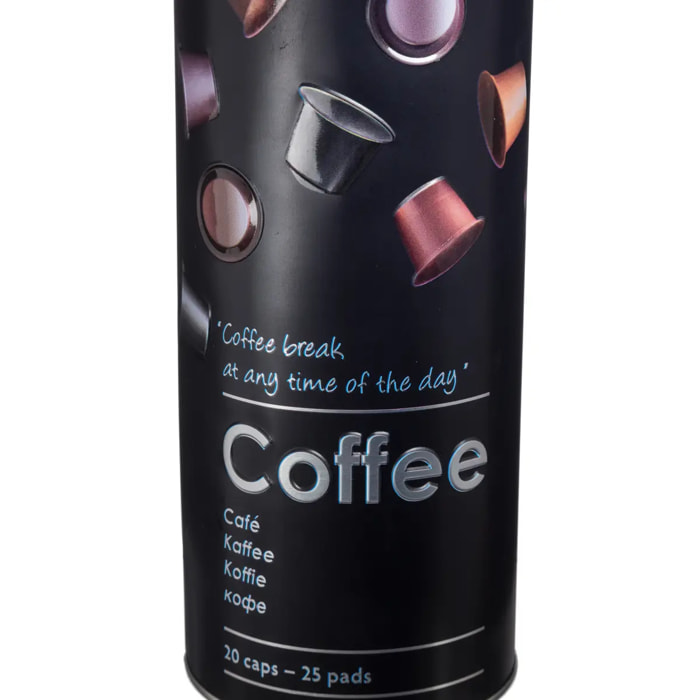 Boîte à café capsules métal "Black Edition" noir