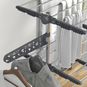 HOMCOM Tendedero Vertical Plegable Tendedero de Ropa con 6 Ruedas 2 Laterales Abatibles Estantes Ajustables y Marco de Acero Inoxidable para Interior y Exterior Gris y Plata