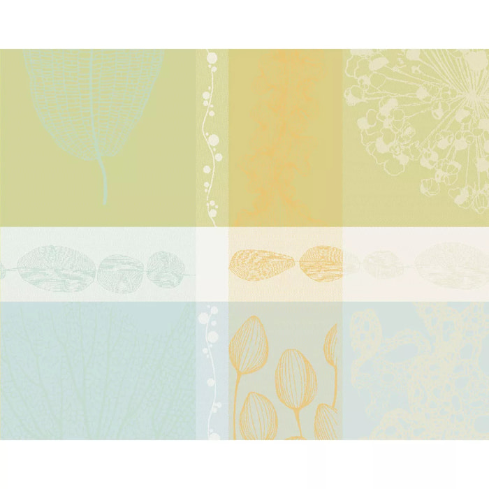 Set pur coton enduit motif jacquard Mille lieues aube