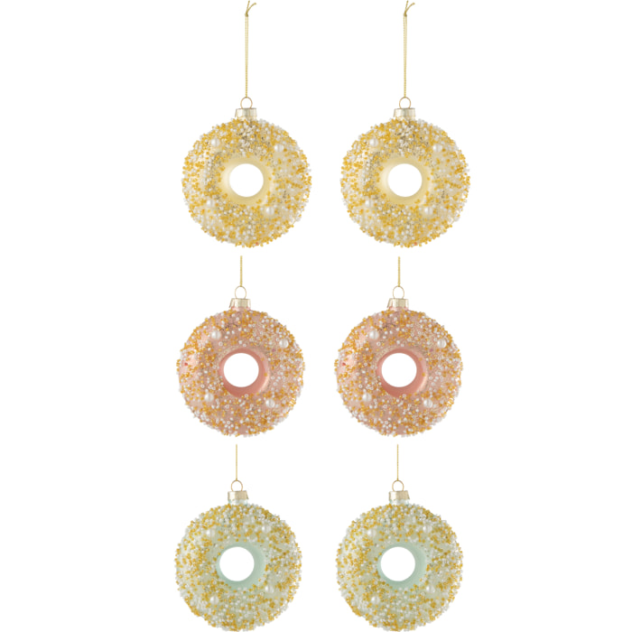 J-Line suspension Donut Paillettes - verre - mix - boîte de 6