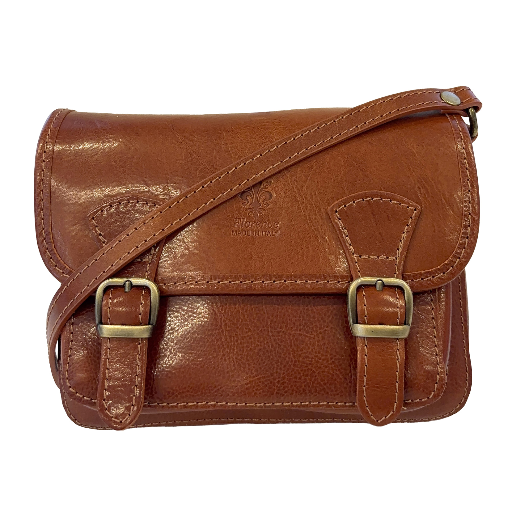 Borsa a Tracolla in Pelle da Donna, Tracolla Vintage con Doppia Fibbia e Chiusura Magnetica
