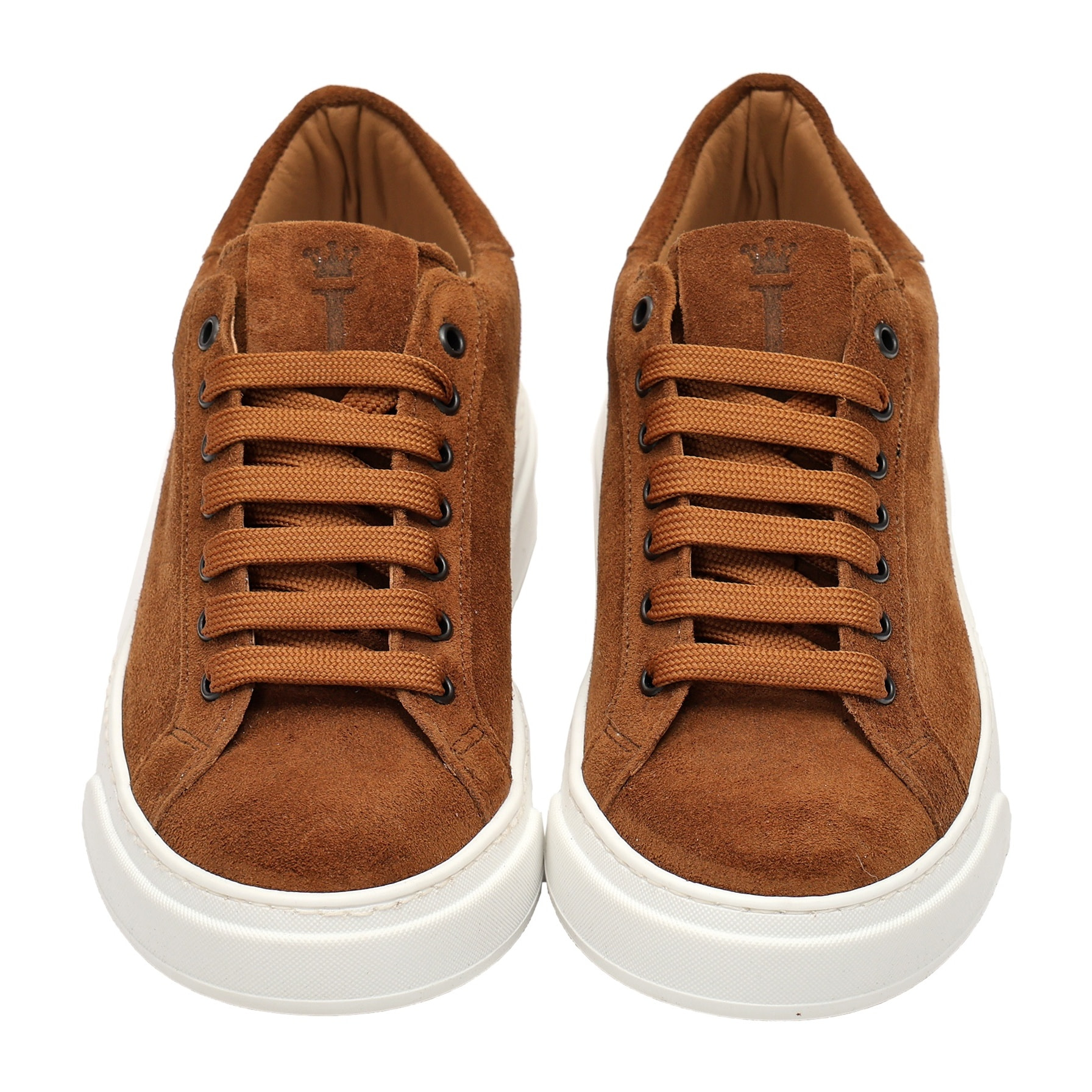 Sneakers stringate in vera pelle scamosciata