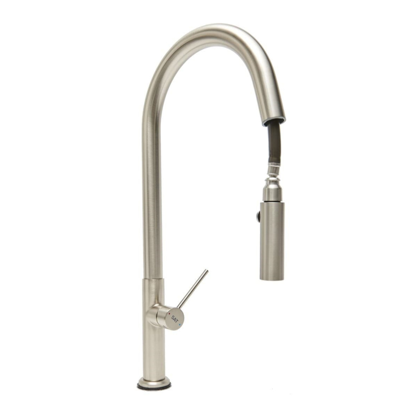 Mitigeur monocommande avec douchette extractible et bras pivotant, 2 jets, Aspect acier inox