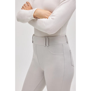 Pantaloni termici skinny elasticizzati effetto pelle color avorio