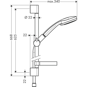 Set de douche Vario EcoSmart avec barre Unica'C 65 cm et porte-savon chromé Croma 100