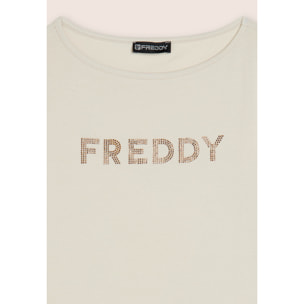 T-shirt a maniche lunghe in jersey con logo FREDDY in strass