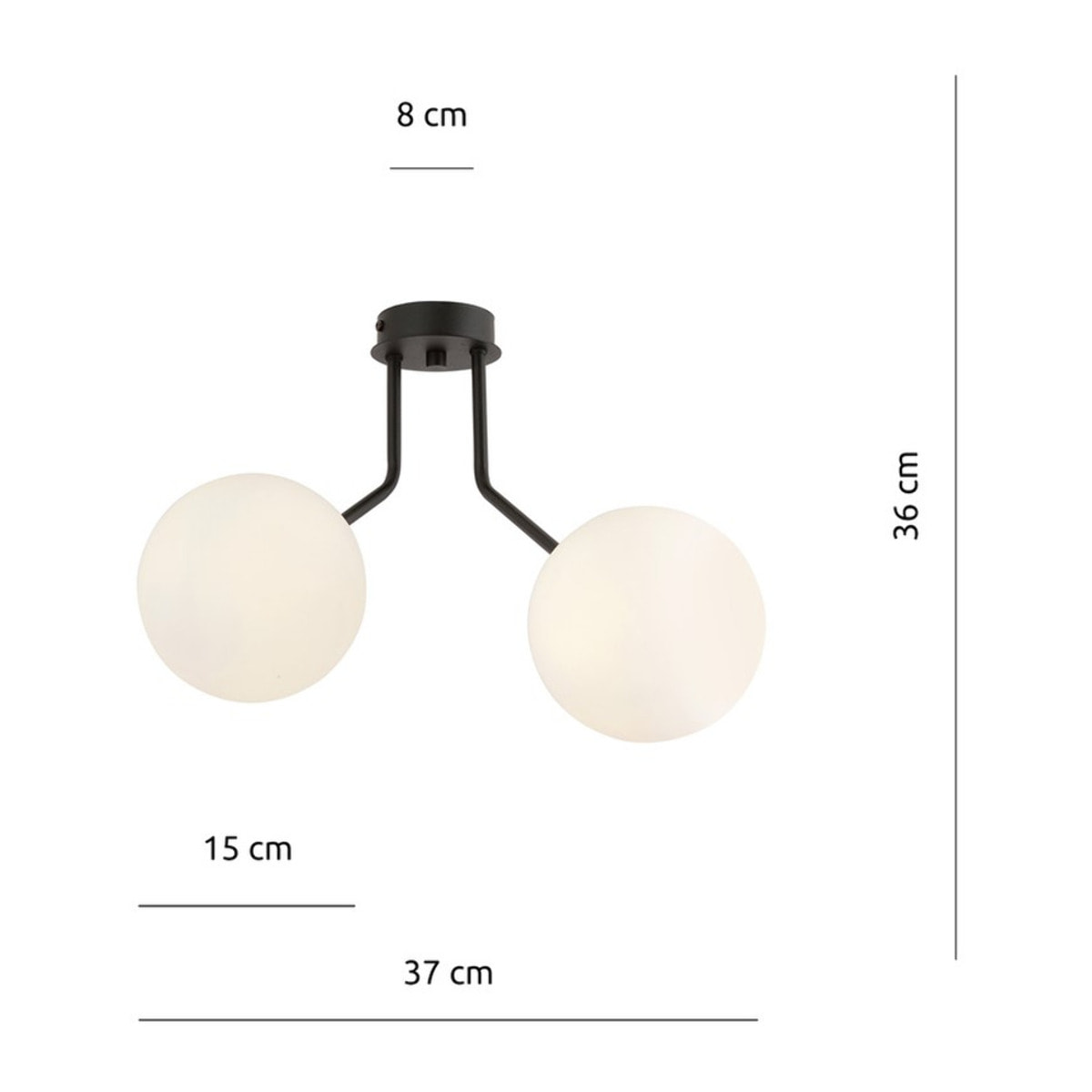 Lampada a sospensione Nova in acciaio nero con diffusori in vetro opalino