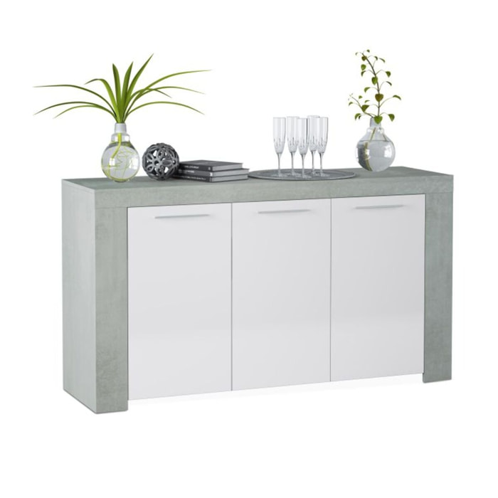 Aparador Dara Blanco Artik (Blanco Mate) - Gris Cemento