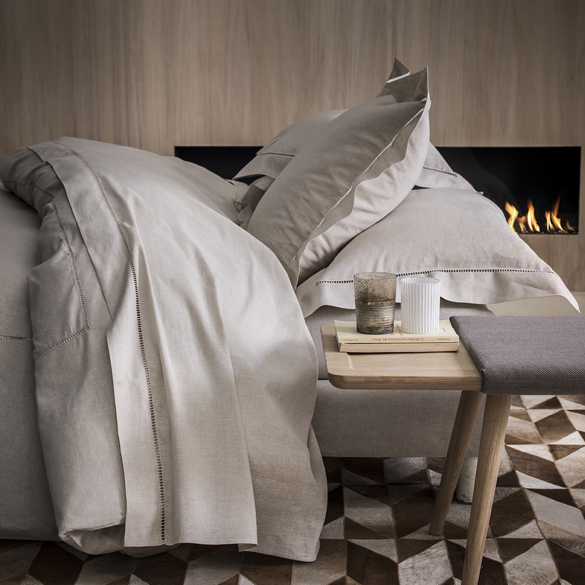 Housse de couette unie en lin métis, Made in France, VENISE , Naturel