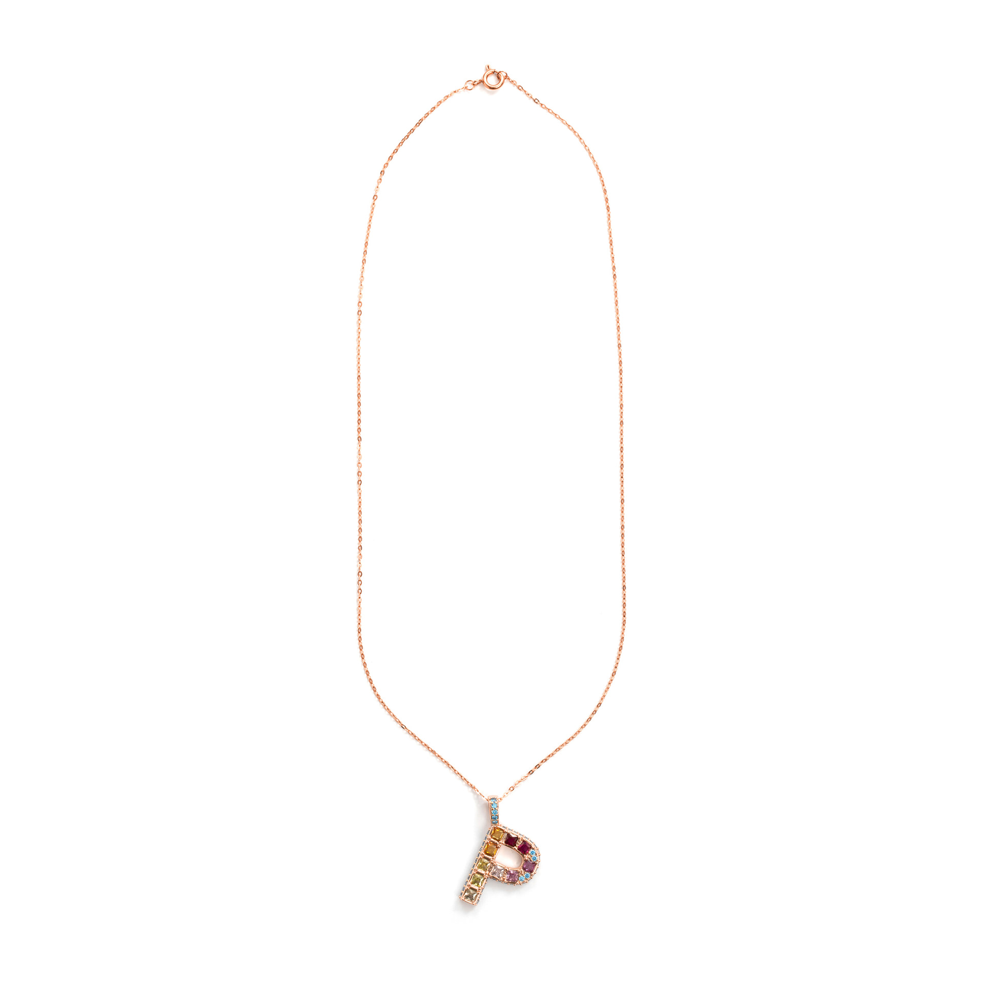 Collar P acabado oro rosa 18k