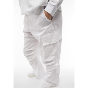 Pantaloni cargo da donna in tessuto popeline tinto capo