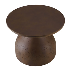 NESTOR - Table basse ronde en béton marron D52cm