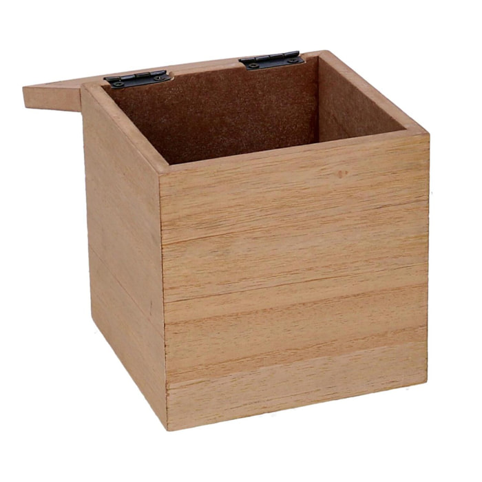 Scatola portathe in legno marrone quadro cm10x10h11