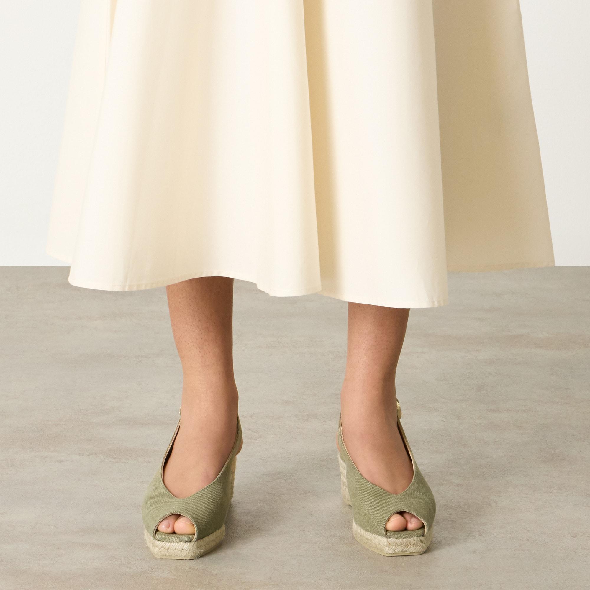 Alpargatas de cuña de mujer destalonadas Diana estilo peep-toe en algodón orgánico lavado