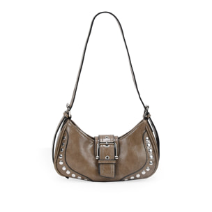 Bolso de hombro taupe con tachas