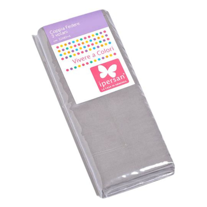 Coppia Federe 3 volani IPERSAN Puro Cotone Grigio