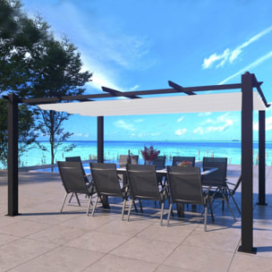 Pergola auto-portée 3 x 4 m avec toile rétractable beige DIAZ