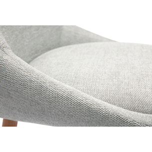 Tabourets de bar scandinaves pivotants 360° en tissu effet velours texturé gris clair et bois clair H65 cm (lot de 2) ALESS