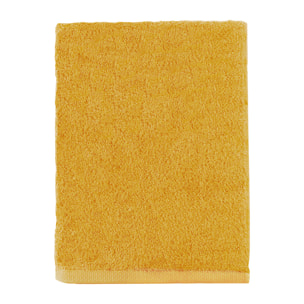 Serviette de bain unie en coton, AQUA, Jaune Safran
