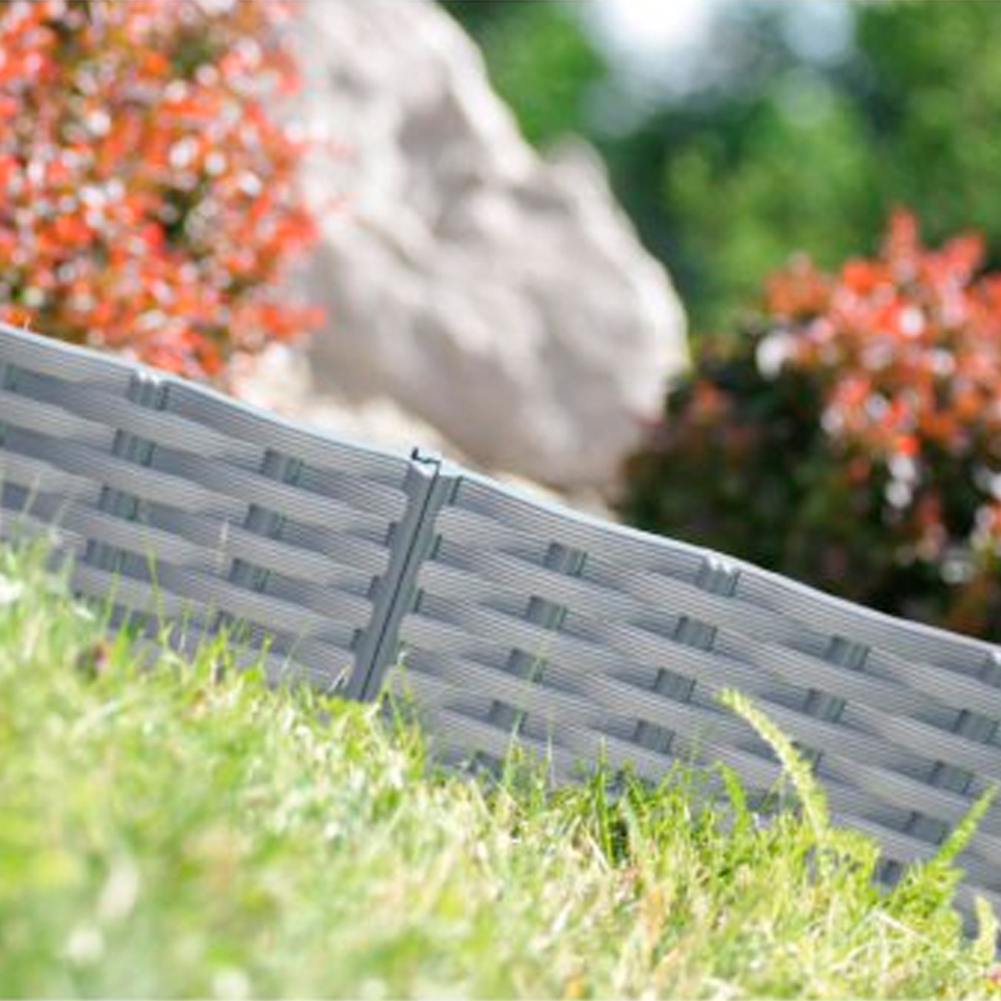 Frontera de cesped ibra para jardin de plastico 390 cm (78,55 x 18,65 cm pieza) en color gris