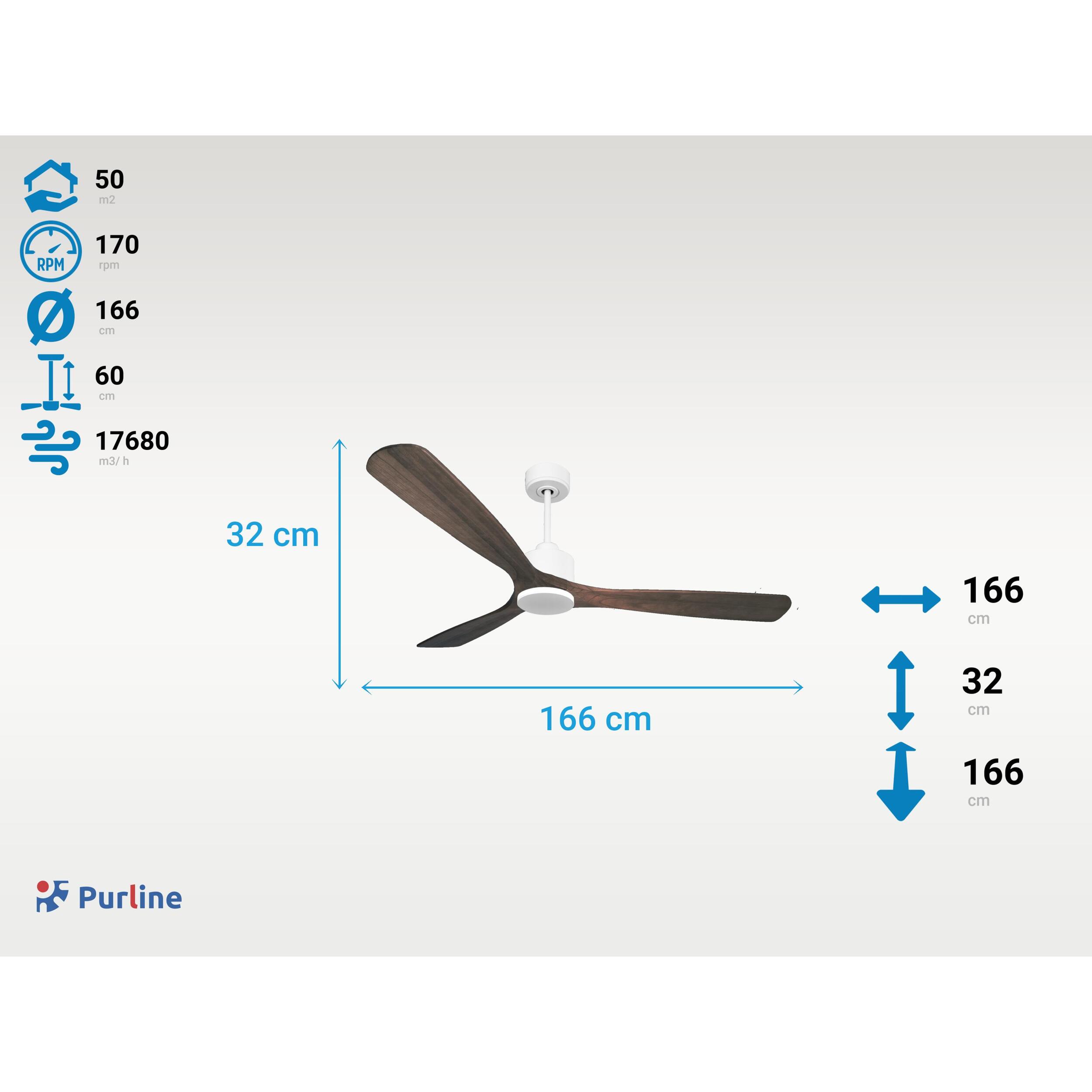 Ventilateur de plafond Réversible  Thermostat Wifi Moteur à courant continu Toits en pente Télécommande Mémoire