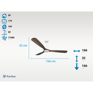 Ventilateur de plafond Réversible  Thermostat Wifi Moteur à courant continu Toits en pente Télécommande Mémoire