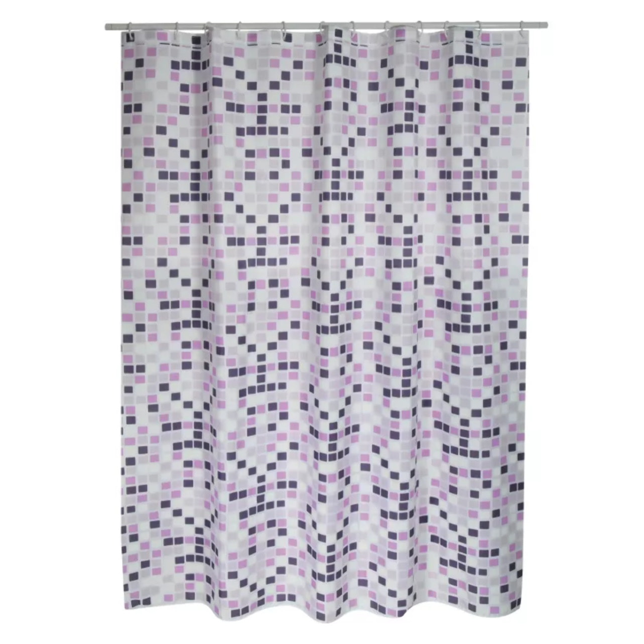 Rideau de douche Polyester MOSAIKO 180x200cm QUALITE PREMIUM Violet - Anneaux inclus MSV