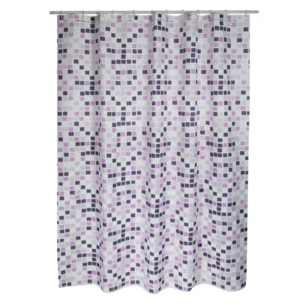 Rideau de douche Polyester MOSAIKO 180x200cm QUALITE PREMIUM Violet - Anneaux inclus MSV