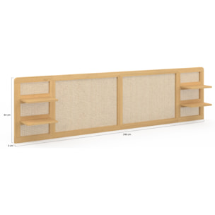 Tête de lit Eve en cannage avec étagères 240cm