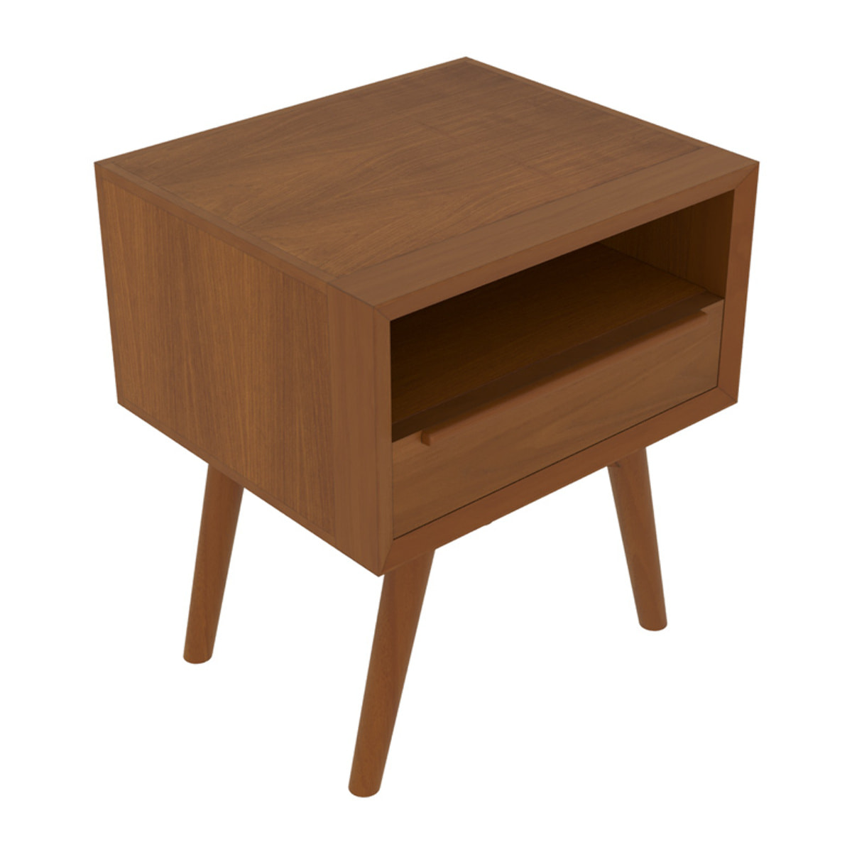 Table de chevet  en bois de teck, 1 niche et 1 tiroir - Waya