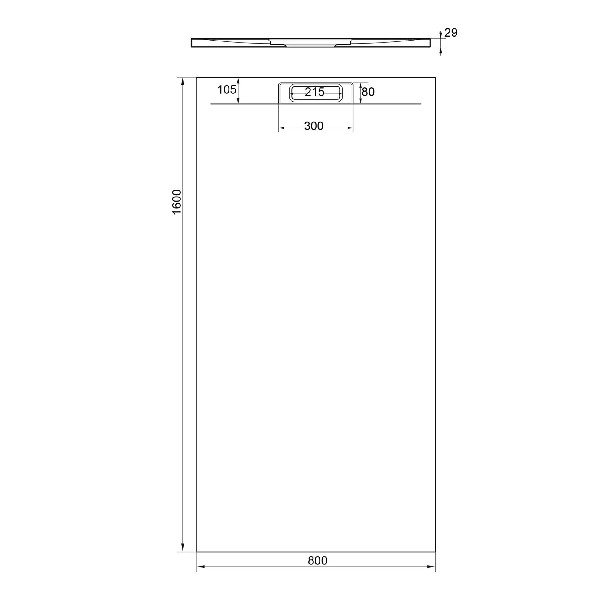 Receveur 160x80x3cm Extra-plat en Polybéton Blanc Mat Effet Pierre - Redécoupable - LIANA