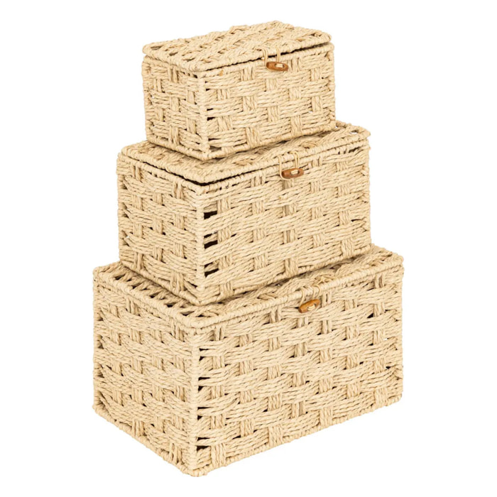 Lot de 3 boîtes Elio Naturel L18/22/25cm