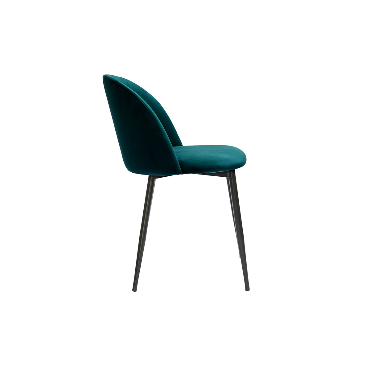 Chaises design en tissu velours bleu pétrole et métal noir (lot de 2) CELESTE