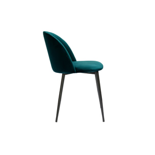 Chaises design en tissu velours bleu pétrole et métal noir (lot de 2) CELESTE