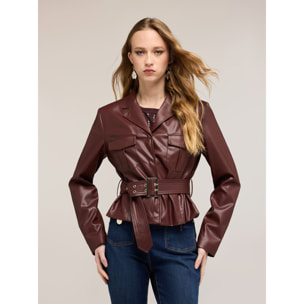 Motivi - Chaqueta efecto coating con cinturón - Marrón