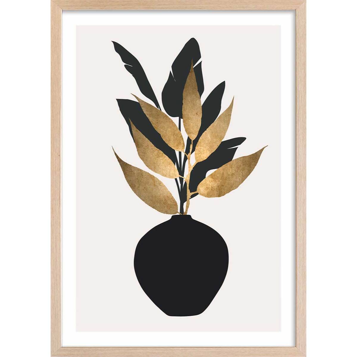 Poster fleurs séchées Affiche + cadre en bois - Chêne