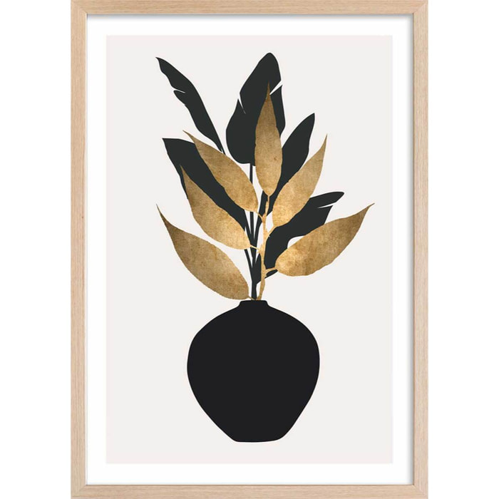 Poster fleurs séchées Affiche + cadre en bois - Chêne