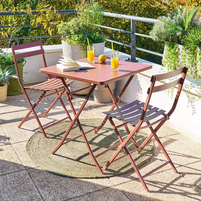 Table de jardin Greensboro 2 places pliable 70x70cm acajou