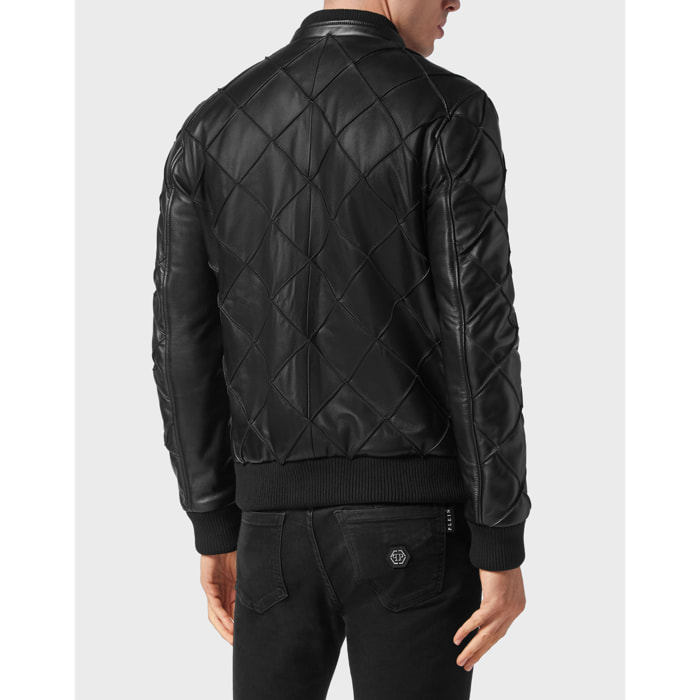 PHILIPP PLEIN Leather Bomber STATEMENT