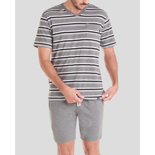 Pijama corto hombre rayas ligero