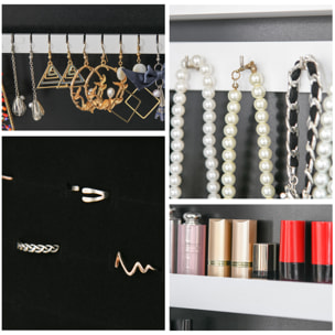 Armoire à bijoux armoire de rangement sur pied boîte à bijoux avec miroir multi-rangement éclairage LED blanc